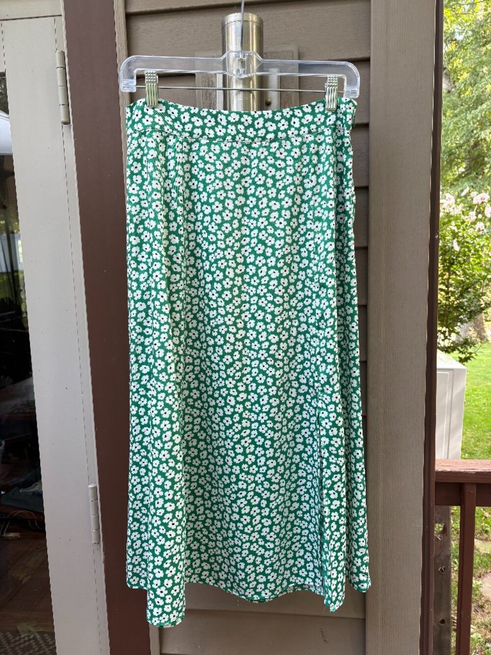 Green floral midi skirt, LOFT, women's 6